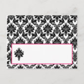 Schrijfbare plaatskaart Hot Pink Black Damask Briefkaart (Voorkant)