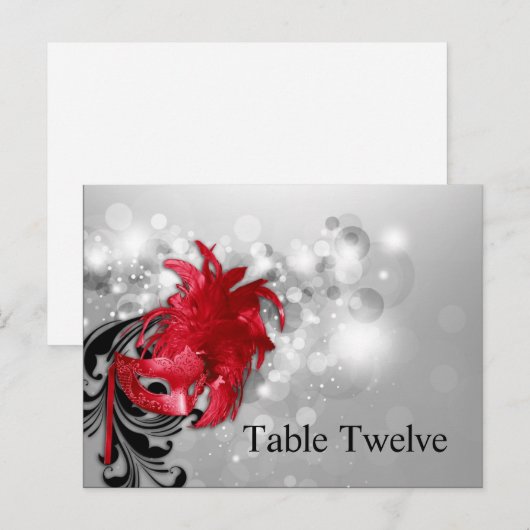 Schrijfbare plaatskaart rood op Silver Masquerade Briefkaart (Voorkant / Achterkant)