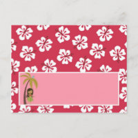 Schrijfbare plaatskaart Roze Hawaiian Luau Tropisc