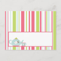 Schrijfbare plaatskaart Tea Party Pink Pastel Flow