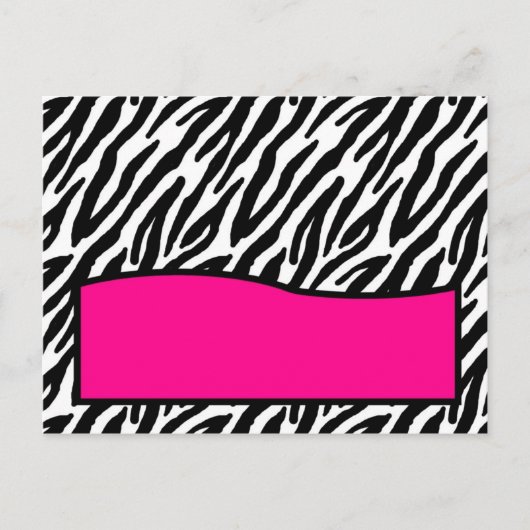 Schrijfbare plaatskaart, warmroze Zebra afdrukken Briefkaart (Voorkant)