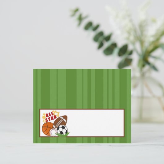 Schrijfbare Place Card All-Star Green Briefkaart (Staand voorkant)