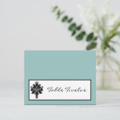 Schrijfbare Place Card Black Damask Kant Briefkaart (Staand voorkant)