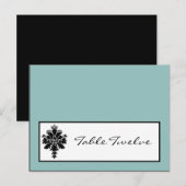 Schrijfbare Place Card Black Damask Kant Briefkaart (Voorkant / Achterkant)