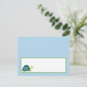 Schrijfbare Place Card Blue Zee Turtles Briefkaart (Staand voorkant)