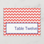 Schrijfbare Place Card Coral Navy Blue Chevron Naa Briefkaart (Voorkant)