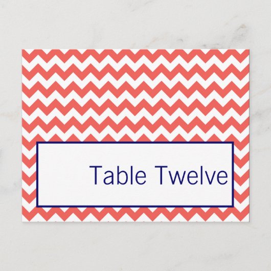 Schrijfbare Place Card Coral Navy Blue Chevron Naa Briefkaart (Voorkant)