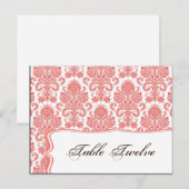 Schrijfbare Place Card Coral White Damask Lace Pri Briefkaart (Voorkant / Achterkant)