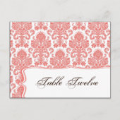 Schrijfbare Place Card Coral White Damask Lace Pri Briefkaart (Voorkant)