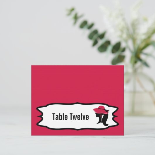 Schrijfbare Place Card Formele Petten Elegante Ret Briefkaart (Staand voorkant)