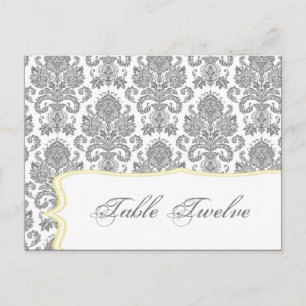 Schrijfbare Place Card Grijs Geel Damast Kant Prin Briefkaart