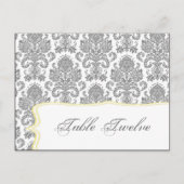 Schrijfbare Place Card Grijs Geel Damast Kant Prin Briefkaart (Voorkant)