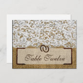 Schrijfbare Place Card Hoefijzers op Burlap Lace Briefkaart (Voorkant / Achterkant)