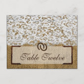 Schrijfbare Place Card Hoefijzers op Burlap Lace Briefkaart (Voorkant)