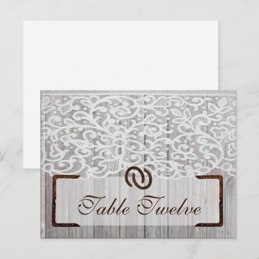 Schrijfbare Place Card Hoefijzers op Wood Lace Briefkaart (Voorkant / Achterkant)