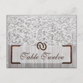 Schrijfbare Place Card Hoefijzers op Wood Lace Briefkaart (Voorkant)