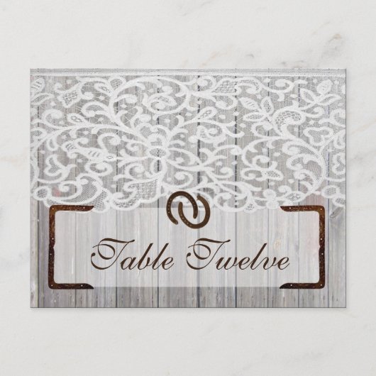 Schrijfbare Place Card Hoefijzers op Wood Lace Briefkaart (Voorkant)