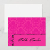 Schrijfbare Place Card Hot Pink Blauw Damast Kant  Briefkaart (Voorkant / Achterkant)