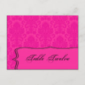 Schrijfbare Place Card Hot Pink Blauw Damast Kant  Briefkaart (Voorkant)