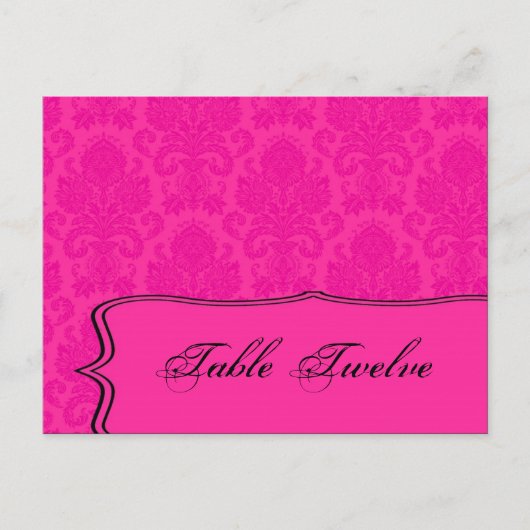 Schrijfbare Place Card Hot Pink Blauw Damast Kant  Briefkaart (Voorkant)