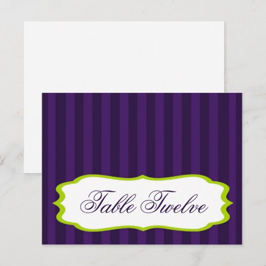 Schrijfbare Place Card Lime Green & Paarse Stripe Briefkaart (Voorkant / Achterkant)