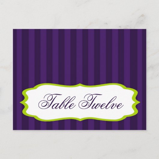 Schrijfbare Place Card Lime Green & Paarse Stripe Briefkaart (Voorkant)