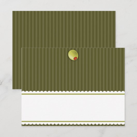 Schrijfbare Place Card Martini Olijven Groene Stre Briefkaart (Voorkant / Achterkant)