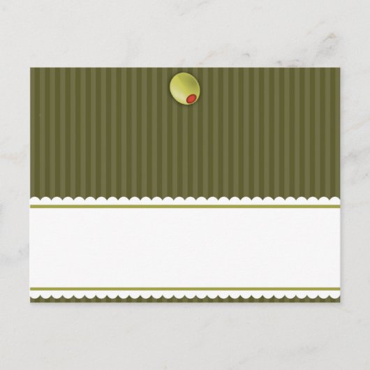 Schrijfbare Place Card Martini Olijven Groene Stre Briefkaart (Voorkant)