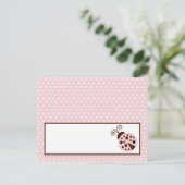 Schrijfbare Place Card Pink Ladybug Briefkaart (Staand voorkant)