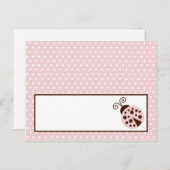 Schrijfbare Place Card Pink Ladybug Briefkaart (Voorkant / Achterkant)
