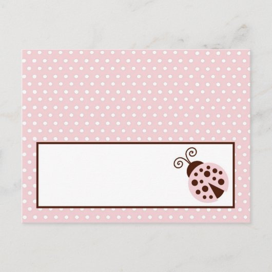 Schrijfbare Place Card Pink Ladybug Briefkaart (Voorkant)