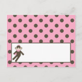 Schrijfbare Place Card Pink Sock Monkey Briefkaart (Voorkant)