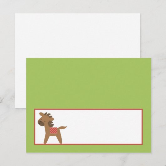 Schrijfbare Place Card Red Barn Boerderij Horse Briefkaart (Voorkant / Achterkant)