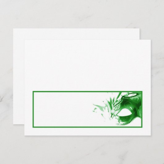 Schrijfbare Place Card Sweet 16 Green Party Uitnodiging Briefkaart (Voorkant / Achterkant)