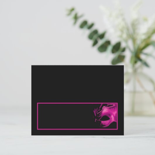 Schrijfbare Place Card Sweet 16 Pink Black Party Uitnodiging Briefkaart (Staand voorkant)