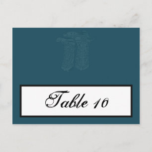 Schrijfbare Place Card Western Blauw Cowboys Laarz Briefkaart