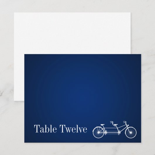 Schrijfbare Place Card Whimsical Navy Double Bike Briefkaart (Voorkant / Achterkant)