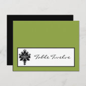Schrijfbare Place Card Zwart Groen Damast Kant Briefkaart (Voorkant / Achterkant)