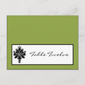 Schrijfbare Place Card Zwart Groen Damast Kant Briefkaart (Voorkant)