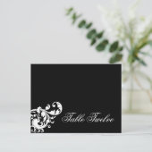 Schrijfbare Place Card Zwart Wit Bloemfiligree Briefkaart (Staand voorkant)