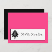 Schrijfbare platte kaart zwart, hot-roze Damaslaag (Voorkant / Achterkant)