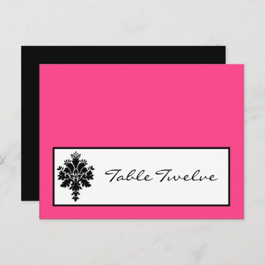 Schrijfbare platte kaart zwart, hot-roze Damaslaag (Voorkant / Achterkant)