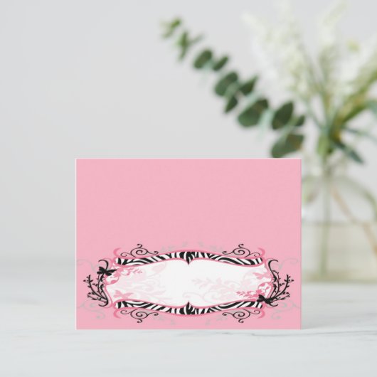 Schrijfbare plattegrond van Girly Butterfly Zebra Briefkaart (Staand voorkant)