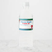 Schrijfbare Zeemeermin octopus, blauw Aqua Red Gre Waterfles Etiket (Voorkant)