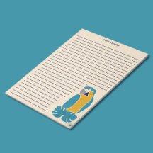 Schrijfblok met lijnen en afbeelding van een Blauw