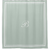 Schrijfbrief Klassieke Sage Border Script Monogram Douchegordijn (Voorkant)