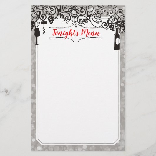 Schrijfbriefpapier, menu voor het testen van leven (Voorkant)