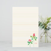 Schrijfbriefschrijfpapier voor roze rozen (Staand voorkant)
