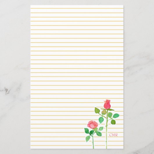 Schrijfbriefschrijfpapier voor roze rozen (Voorkant)