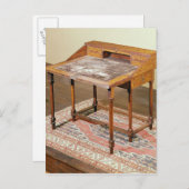 Schrijfbureau, walnoot met arabeske marquetrie briefkaart (Voorkant / Achterkant)